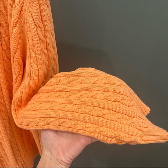 SOLD Vintage Ralph Lauren Cable Knit Sweater Orange Crewneck Julianna Cotton XL - Picture 3 of 7